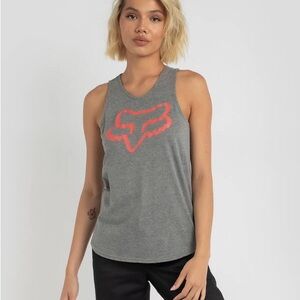 NWT Fox Women's Gray Tank Top with Neon Coral Logo